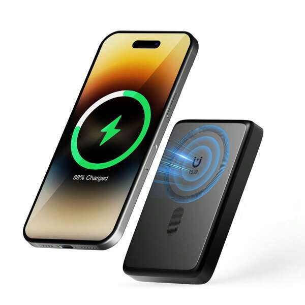 10.000 mAh 22,5 W Powerbank mit kleiner Schnellladefunktion, 2 USB-C und USB-A Anschlüssen,, kompatibel mit iPhone 16, 15, 14, 13, iPad, geeignet für Sommer, Urlaub, Outdoor, Camping, Notfall-Backup, Geschenk für Familie, Freunde, Geburtstag, magnetisch, kabellos, tragbare Ladegerät