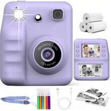 儿童即时照片和打印相机，儿童玩具相机，1080P 即时照片打印，闪光灯，音乐，游戏，自拍模式，延迟打印（10 秒/5 秒/3 秒），适合男孩/女孩的完美圣诞节和生日礼物