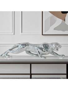 5pcs Resin Leopard Sculpture Ornaments In Assorted Colors, Ideal Home Decor Animal Figurines For Living Room, Desk, Liquor Cabinet, Holiday Gifts And Dining Table Decoration