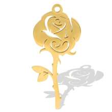 2pcs Fashionable 304 Stainless Steel Gold/Silver Plant & Flower Pattern Pendant, Vacuum Electroplated Durable Craft, Suitable For Necklace, Earrings, DIY Jewelry Making
