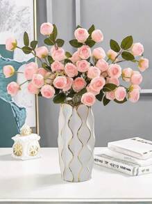 New Gold-Painted Ceramic Vase Flower Arrangement Modern Minimalist Dining Table Porch TV Cabinet Living Room Floral Ornaments Birthday Graduation Gift