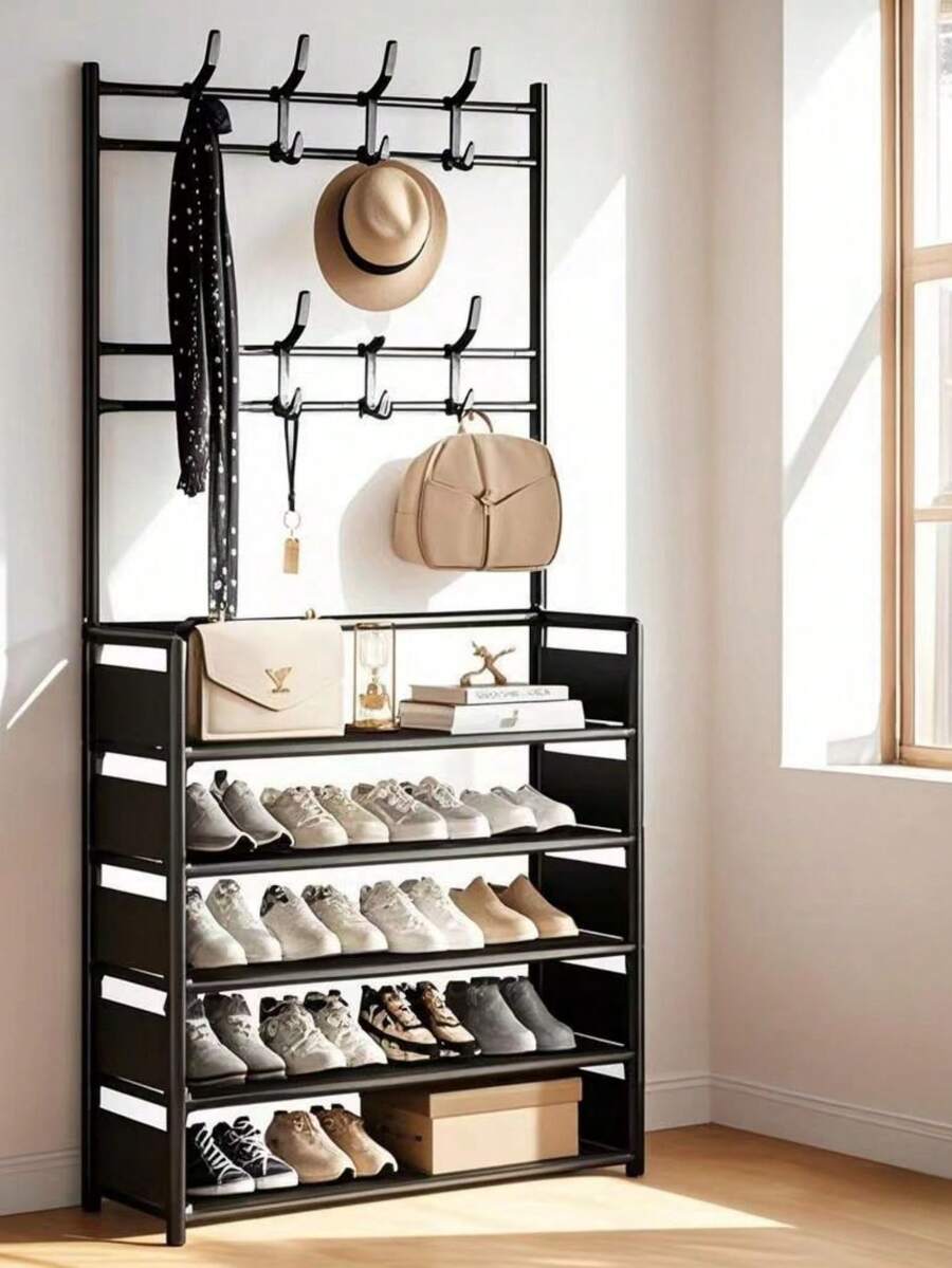 3 In 1 Shoe Rack And Coat Rack,Storage Shelf Layers Shoe Rack,Detachable Shoe Storage Organizer,Easy Assembly Shoe Holder For Entryway,Hallway,