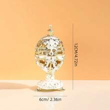 SIQIZHOU 1pc Russian Easter Egg Decorated With Metal & Rhinestone, Jewelry Box, Home Decor, Swan Egg Ornament, Jewelry Box, Ring Box, Earring Box - Multicolor - View 2