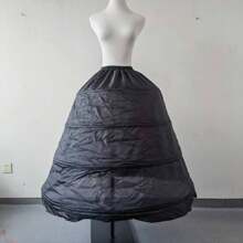 Women's Vintage 4-Hoop Crinoline Petticoat - Adjustable Elastic Waist (21.65"-41.3") Full-Length Fluffy Underskirt For Ball Gowns, Wedding Dresses & Formal Attire, Dance Dress Accessory Semitransparent Fabric