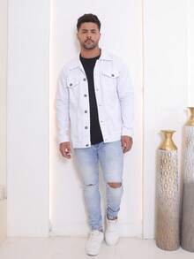 Men's Denim Jacket Men's Denim Jacket With Pockets - 白色新品 - 查看 5