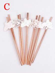 12pcs Rose Gold Foil Paper Straws - Suitable For Bachelorette Party, Wedding Party, Kitchen, Kitchen Supplies, Christmas Gift, Tableware, Birthday Party, Wedding, Gender Reveal Party, Bridal Shower Decor, Party Supplies, School Supplies, Halloween, College Essentials, Kitchen Accessories - Multicolor - View 9
