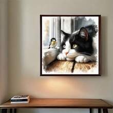 1 pieza Kit de pintura de diamantes 5D, 30x30cm/40x40cm Patrón de gato, adecuado para principiantes adultos DIY Mosaico de arte de diamantes, Pintura de diamantes DIY de perforación completa para decoración de pared de sala de estar, dormitorio, oficina, regalo de arte sorpresa de decoración del hogar para familiares y amigos - Multicolor - Ver 4