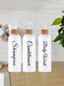 3 件 500 毫升可再填充洗发水和护发素瓶，带竹泵，浴室淋浴洗发水分配器套装，浴室空洗发水瓶乳液分配器，浴室收纳和存储返校浴室配件