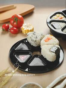 1 件六合一寿司制作套件 - 三角形米饭和蔬菜卷模具，塑料，厨房必备，模具寿司制作套件 | 三角形设计 | 易于清洁的材料