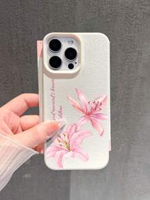 1pc Customized Artistic Name Fashion Fashionable Pink Lily Flower Pattern Phone Case Compatible With Samsung Galaxy S23 Ultra/S24 Ultra/A54 And Redmi Note 13 Pro Plus/Redmi 9A/10C And 17 Pro Max/16 Pro Max/15 Pro/14 Plus/13 Pro/12 Pro Max/11/Xs Max/8/7/6 Plus, Matching Customized Phone Case, Anti-Drop, Anti-Fingerprint, Elegant And Stylish, Best Gift For Friends, Parents, Boyfriend, Girlfriend