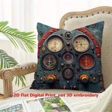 1 Peça Fronha com Impressão Plana 2D de Instrumento de Voo Piloto, Bordado Não Real, Fechamento com Zíper, Adequado para Decoração de Carro, Cama, Sofá, Escritório Externo, etc., Perfeito como Presente de Feriado - Impressão Única Não Preenchida, Plana 2D