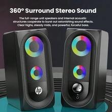 HP Altavoz para juegos RGB, altavoz USB para computadora, subwoofer, escritorio, portátil, transmisor universal, efecto de iluminación, juego de escritorio, artefacto de audio y video, DHE-6001 negro