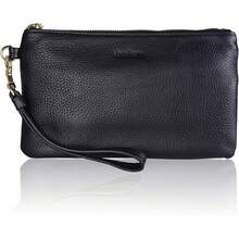 Women's Genuine Italian Leather Wristlet Clutch Wallet Purse, Gold Zipper - Beige - View 2