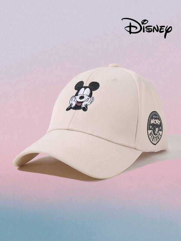 Disney 1 pieza Gorra de béisbol con bordado oficial de Mickey Disney, ajustable, unisex, con protección solar para exteriores, casual, adecuada para primavera, otoño, viajes, playa, estilo Y2K, gorra juvenil de dibujos animados linda