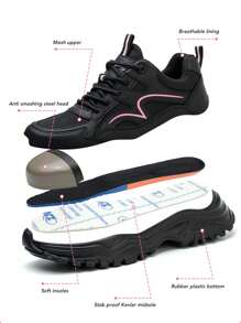 Damskie buty robocze z metalowymi noskami, lekkie, z podeszwą EVA, wygodne, oddychające, odporne na przebicie, antypoślizgowe, niezniszczalne, przemysłowe buty robocze do pracy w magazynie, na zewnątrz, w ogrodnictwie, w logistyce, do pracy w budownictwie, w środowisku przemysłowym, buty robocze, odporne na wstrząsy, odporne na nacisk, do pracy na zewnątrz, buty z metalowymi noskami, do podróży na świeżym powietrzu, do eksploracji dzikich terenów, buty trekkingowe