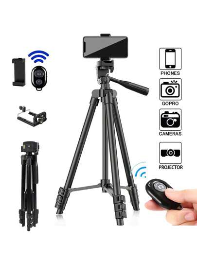 Multifunctional Portable Camera Tripod With Wireless Remote Control + Phone Holder + Carrying Bag, Suitable For Camera/Smartphone/GoPro