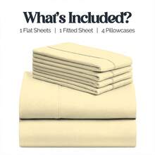 Slay Your Sleep: Cloud-Soft Cooling Bamboo Blend Sheets – 6-Piece Set W/ Deep Pockets – Breathable, All-Season Bedding, No Wrinkles, No Stress, Cozy Vibes Only – Twin, Full, Queen, King, Cal King - 奶油 - 查看 3