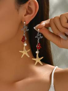 2 Stücke bohemian-stil metallisch-schimmernde seestern leichte ohrringe, geeignet für frauen strandurlaubsmode