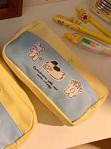 1个可爱小狗造型铅笔盒，高品质，适合中小学生，大容量文具收纳袋，返校必备，学习用品，铅笔盒，书包 - 彩色 - 查看 5