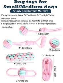 Macaron Rope Chew Toy Set For Pet Dogs, Interactive Tug Of War & Teething Toys - Multicolor - View 2