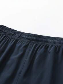 男士抽绳腰口袋拉链下摆印花休闲运动跑步健身户外七分裤，男友风，春夏