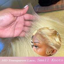 613 金色直发假发 13x4 高清蕾丝前假发 180% 密度巴西处女混合发骨直发假发 女士无胶假发 预拔婴儿发 自然发际线 柔软自然外观 万圣节假发 - S613 - 查看 5