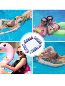 1pc 4-Tube Leaf Pattern Hammock Floating Lounger, Foldable Adult Water Hammock - Multicolor - View 4
