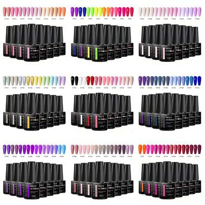 MEET ACROSS 8 st/set gel nagellack set sommar nageltillbehör naken rosa blå röd blå gellack set semi-permanent nagellack nagellim soak-off UV LED nagelkonst gellack de flesta populära färger gel nagelkit manikyrkit nagelkonst gör-det-själv hemsalong present till kvinnor