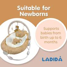 LADIDA Soft Brown Rocker – Soothing Music And Gentle Vibration, Cushioned Material, 3-Point Adjustable Seat - Brown - View 6