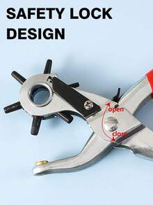 1pc 6-Hole Leather Punch Pliers, Leather Belt Hole Puncher, Punching Machine/Round Hole Puncher - Red - View 7