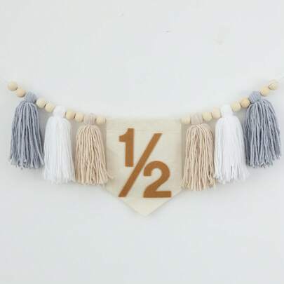 1/2 Handmade Bar Stool Garland, Half Tassel Floral Hoop, Suitable For Party Decoration, Photo Prop