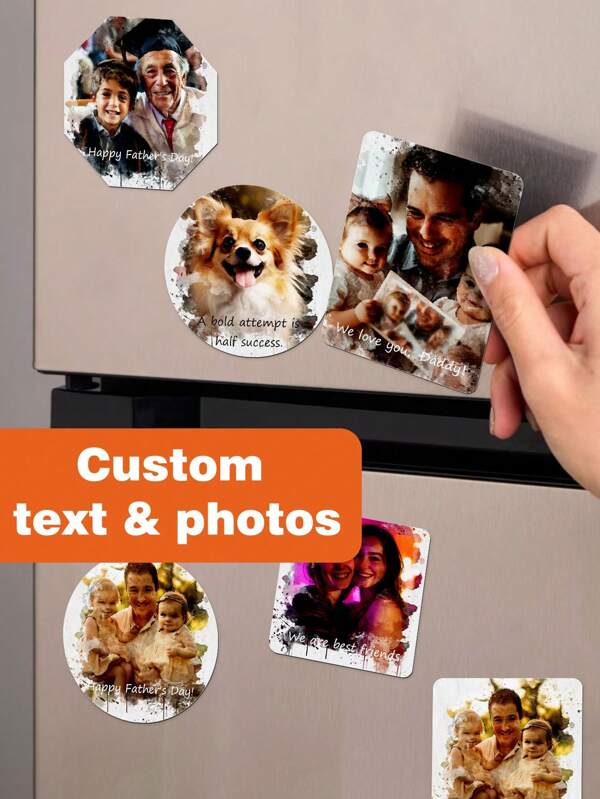 1pc Customized Refrigerator Poster With Painting Style Photo Magnet Creative Gift, Graduation Season Gift, Father's Personalized Gift, Gift For Good Friends, Customized Photo Text Refrigerator Poster, Party Souvenir, Gift For Sons And Daughters, Applicable For Festivals, Parties, Daily Life, Kitchen, Indoor, Outdoor
