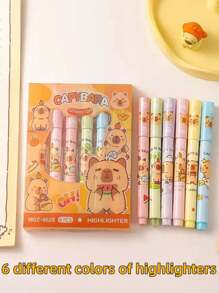 1 Stück/3 Stück/6 Stück/12 Stück bunte fluoreszierende Capybara Stifte, hochwertige augenfreundliche farbige Schreibstifte für Journaling (6 Stück/Box), schnelltrocknende Feinspitz Markierstifte, Umriss Stifte, kreative hochwertige Studenten Marker, permanente wasserfeste Reifen Graffiti Stifte für Textilien und Holz, geeignet für Kunst, Handwerk, Büromaterial, Geschenkverpackung, schreiben fließend