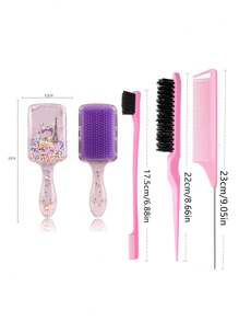 5pcs/Square Transparent Cartoon Children's Comb, Smooth Comb, Home Hairdressing Comb, Scalp Massage Comb, Bubble Ball Plastic Comb, Hairdressing Tip Tail Comb, Three Rows Comb, Double Headed Comb Design, Brush, Eyebrow Pen, Makeup Disc Hair Cover (6.8 Oz/200ml) Continuous Fine Mist Spray Bottle ,Hair Accessoires, Hair Accessories, Claw Clips
