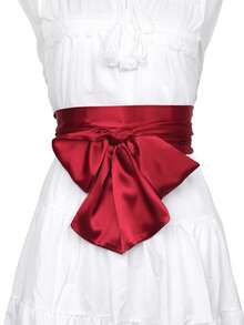 1 件纯色优雅复古雪纺蝴蝶结腰带，波西米亚风格，适合万圣节 - 雪紡款 - 查看 4