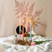 2 piezas, velas de tallo largo con patrón de estampado de tulipán, velas de mesa de estilo retro de 9.84 pulgadas, velas de tallo largo con estilo floral europeo, decoración de ambiente para banquetes de boda, velas para ambiente festivo, velas para el Día de San Valentín, aptas para bodas, cenas y decoración del hogar, velas para decoración de fiestas, velas para decoración de mesa familiar.