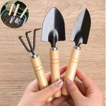 Kit 3 Peças para Jardinagem Conjunto Mini Ferramentas Jardim Vaso Planta Horta Cultivo - Preto - Visão 1