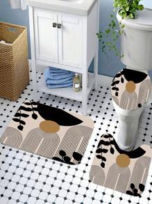 1 Stück/4 Stück Badezimmer Duschvorhang-Set für Zuhause, hergestellt aus 100% Polyesterstoff, wasserdicht & leicht zu reinigen, inklusive 12 Haken, Toilette-Sitzabdeckung, rutschfeste Badematte, waschbarer Vorhangstoff, essentielle Badezimmer-Accessoires für Studenten-/Wohnraum-Dekoration