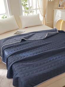 1 件针织柔软绗缝毛毯，带包边，适合卧室、办公室或沙发上午睡