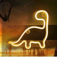 1 Stück Dinosaurier Neon Schild, ca. 29,7 x 18 cm (11,69 x 7,08 Zoll), Dinosaurier Neon Licht Geschenk, LED Dinosaurier Lampe für Wanddekoration, Zuhause, Party, Feiertage, batterie- oder USB-betriebenes Tischlampen-Leuchtsschild - warmweiß