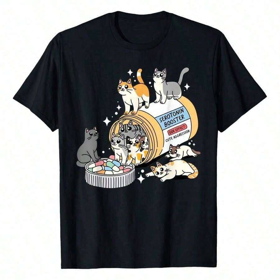 Funny Cat Mom Cat Dad Cat Lover Therapist Nurse ER Outfit T-Shirt Versatile Women's T-Shirts Tee - màu đen - Xem 1