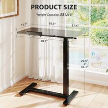 OLIXIS Overbed Bedside Table With Wheels, Adjustable Tilt Top Medical Hospital Bed Tables Standing Stand Up Rolling Laptop PC Desks Computer Workstation TV Tray For Bedroom Home Use, White - 黑色 - 查看 2
