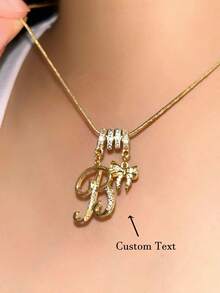 1件简约立方氧化锆心形宝石字母金色DIY项链，可定制简约字母名字项链，不锈钢吊坠项链，时尚、复古、休闲、个性化，独特礼物，适合送给女友、妈妈、家人、朋友、女儿，周年纪念日、情人节、母亲节、生日、毕业典礼、日常佩戴、婚礼、休闲场合，适合周年纪念日、生日、毕业典礼、舞会、派对等场合，定制时尚珠宝，精致浪漫，银色时尚
