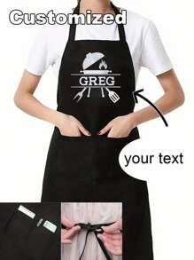 Custom Apron For Dad Father Men Women Custom Name Logo Chef Cooking Kitchen Apron Personalized Kitchen Waterproof Apron Custom Logo Picture Name Chef Cooking Apron Perfect For Mom Husband Girlfriend Boyfriend Father's Day Valentine's Day Mother's Day Birthday Anniversary Graduation Wedding Love Unique - Multicolor - View 7