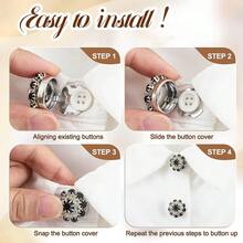 1 Pc No-Sew Rhinestone Button Covers For Women's Shirts & Blouses – Easy Reusable Clip-On Crystal Buttons For Instant Glamour – Elegant Jewelry-Style Buttons To Prevent Accidental Openings & Wardrobe Malfunctions – Perfect For Business Attire, Formal Events, Or Everyday Fashion – Instantly Elevate Your Look, Boost Confidence, And Add Sparkle To Any Outfit – Quick And Convenient Solution For A Polished, Chic Appearance - 彩色 - 查看 6