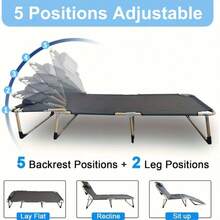 KNERS Folding Bed With Cushion - Lightweight And Portable Single Size, With Sturdy Metal Frame, Ergonomic, Suitable For Outdoor Sports, Summer Exploration, Beach, Picnic - Durable Foldable Design, Camping Accessories, Comfortable Fabric - Phiên bản nâng cấp - có đệm bông - khả năng chịu tải 450 pound - Xem 3