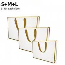 3 piezas Bolsas de regalo con borde dorado, para empaquetar regalos de boda, fiestas y vacaciones, bolsas de papel para ropa/joyería