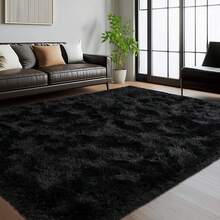 1pc Ultra-Soft, Comfortable And Fluffy Living Room Carpet, Bedroom Indoor Carpet, Fluffy Faux Fur Carpet, Home Decoration, Which Can Be Used In Bedrooms, Living Rooms, Corridors And Other Indoor Areas. - màu đen - Xem 2