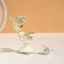 SIQIZHOU 1pc Russian Easter Egg Decorated With Metal & Rhinestone, Jewelry Box, Home Decor, Swan Egg Ornament, Jewelry Box, Ring Box, Earring Box - Multicolor - View 4