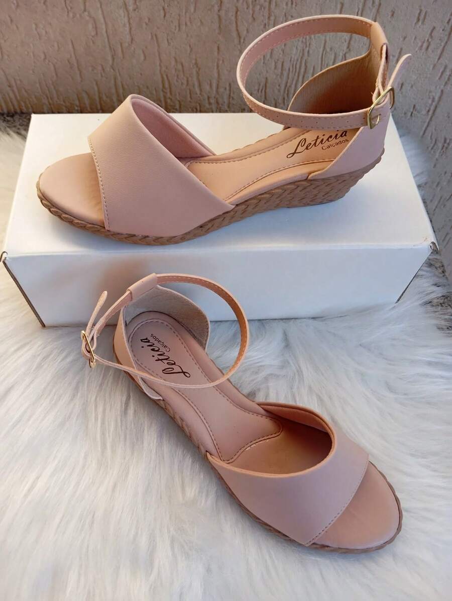 Anabela Sandal Medium Heel 4 Cm Closed Back - 米色 - 查看 1